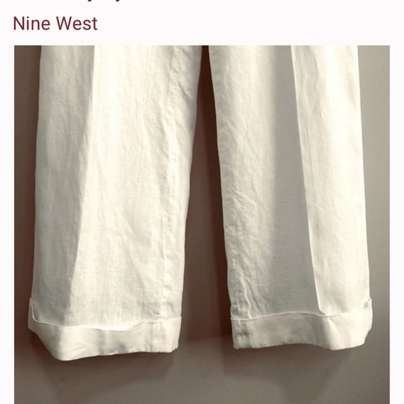 Nine West NWT Slouchy Cyndi white linen wide leg lagenlook trouser pant size 16 - Picture 4 of 16